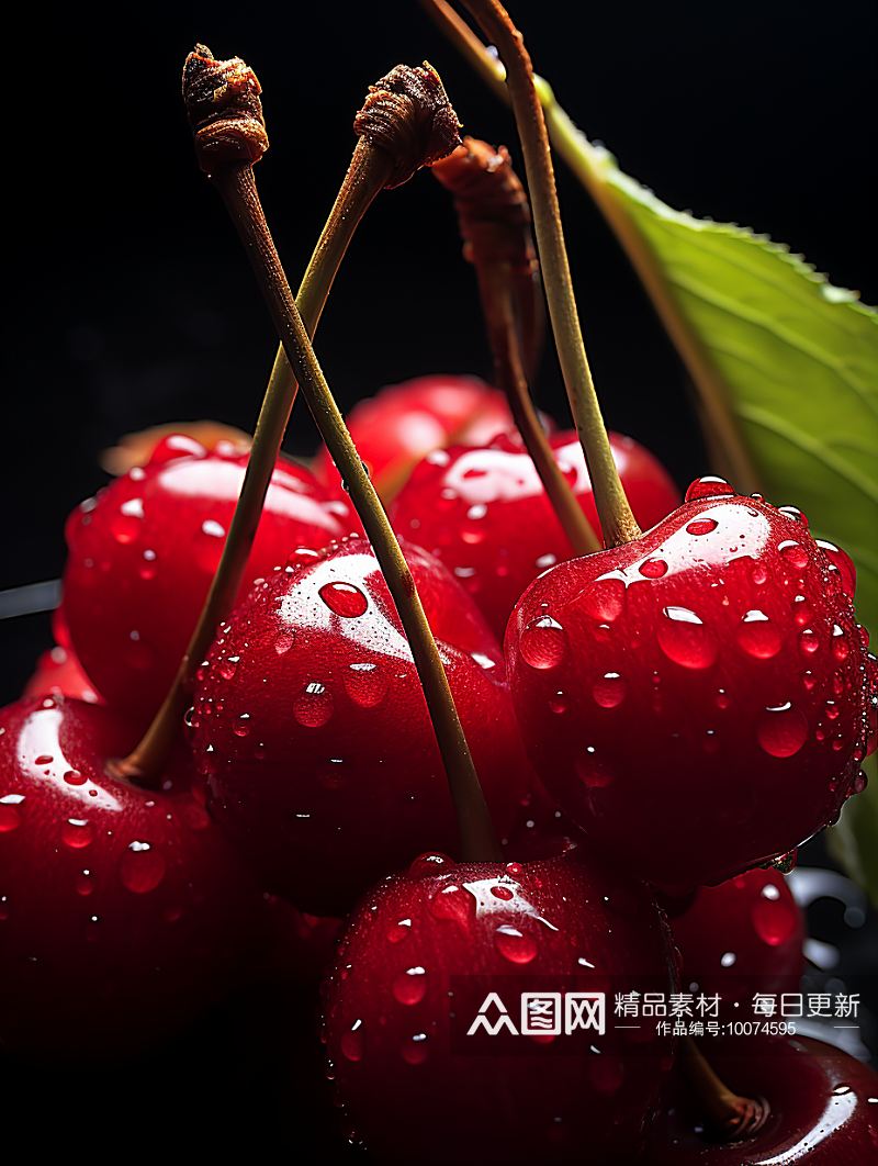 新鲜美味的樱桃草莓水果素材