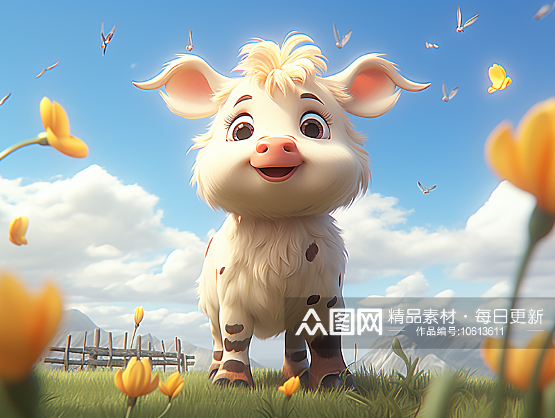 卡通可爱的小奶牛背景素材