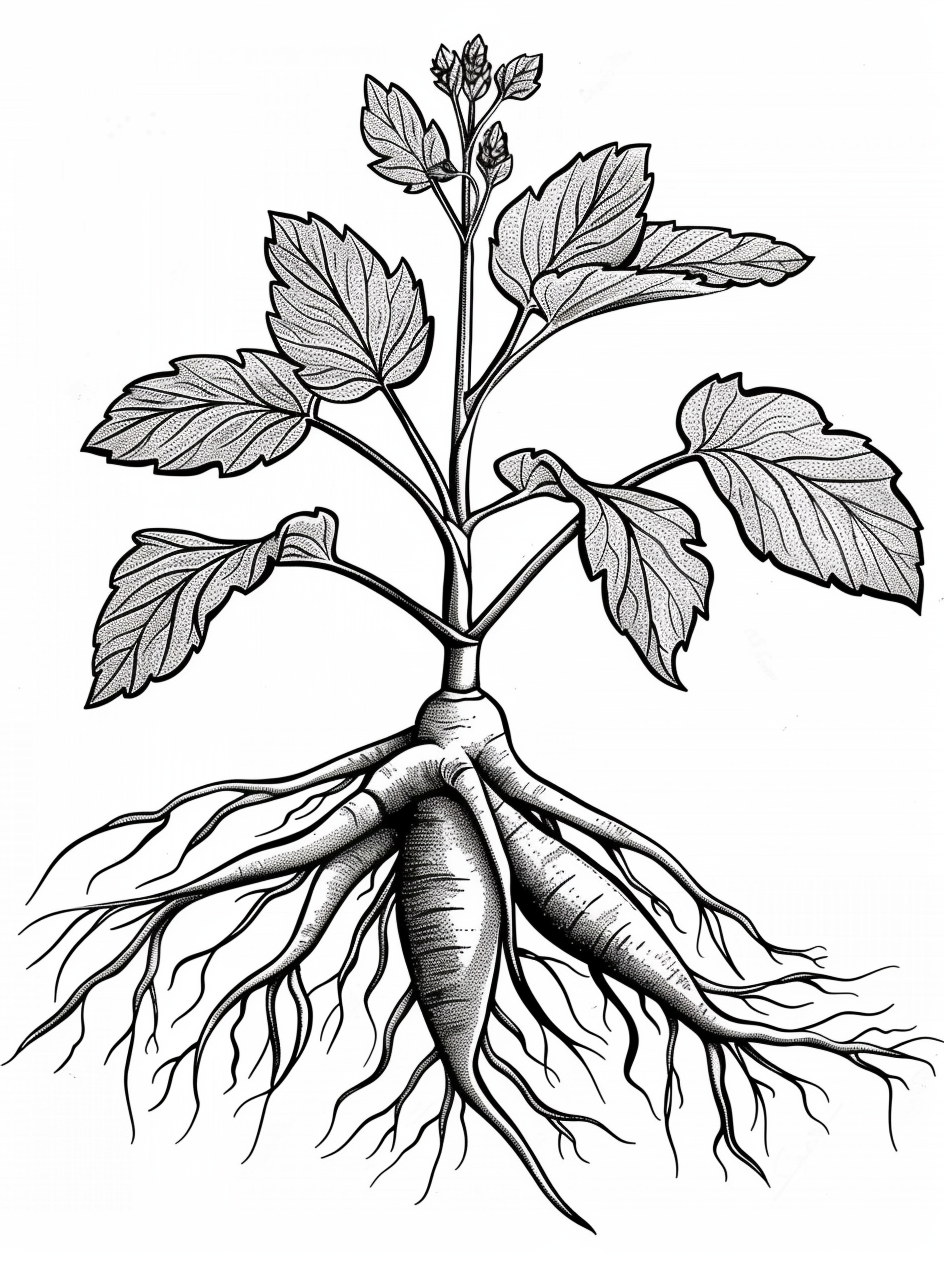创意简约简笔画人参植物素材