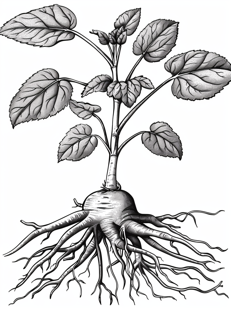 创意简约简笔画人参植物素材