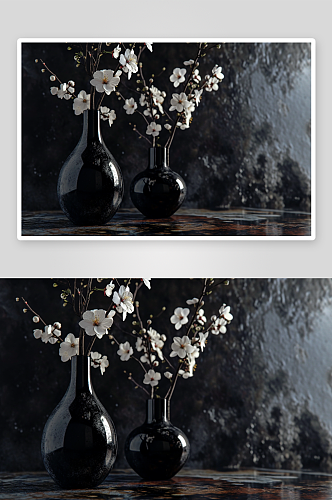 数字艺术美丽花瓶花朵
