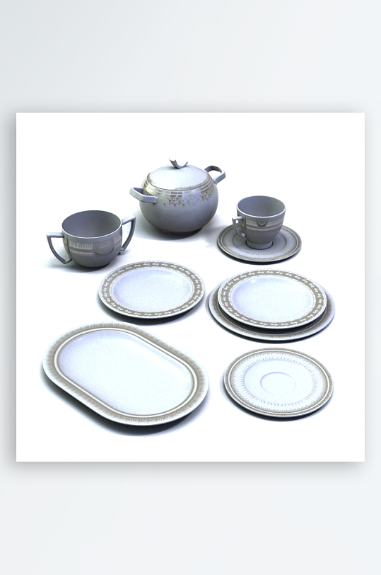 3D立体餐具设计模型-众图网