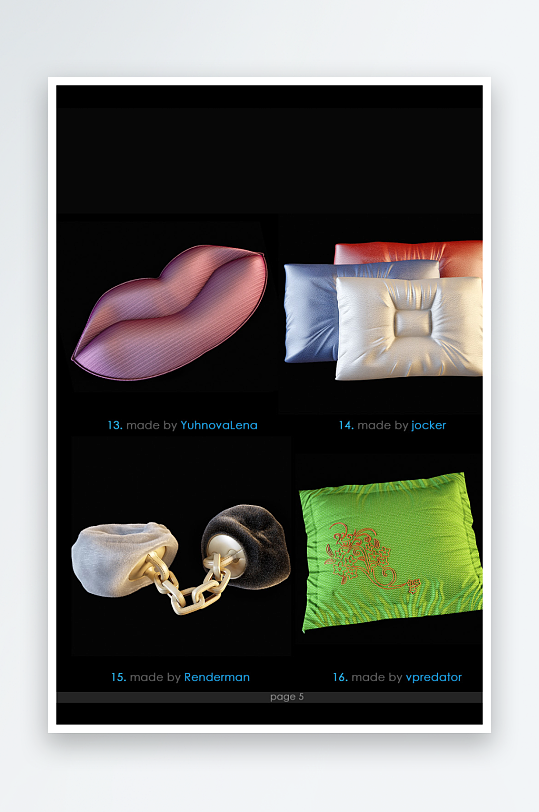 立体3D抱枕靠垫模型-众图网