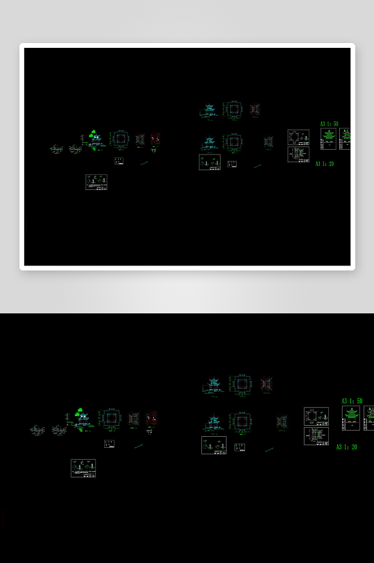 亭子建筑设计cad图纸-众图网