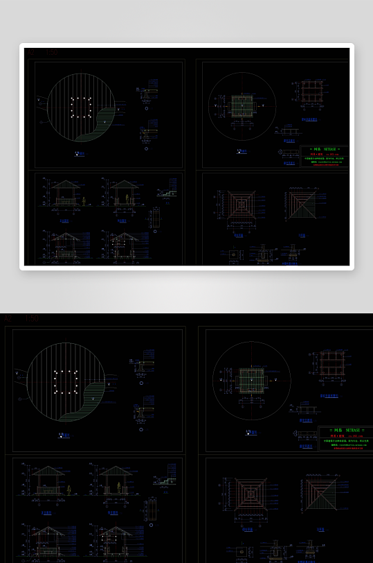 亭子建筑设计cad图纸-众图网