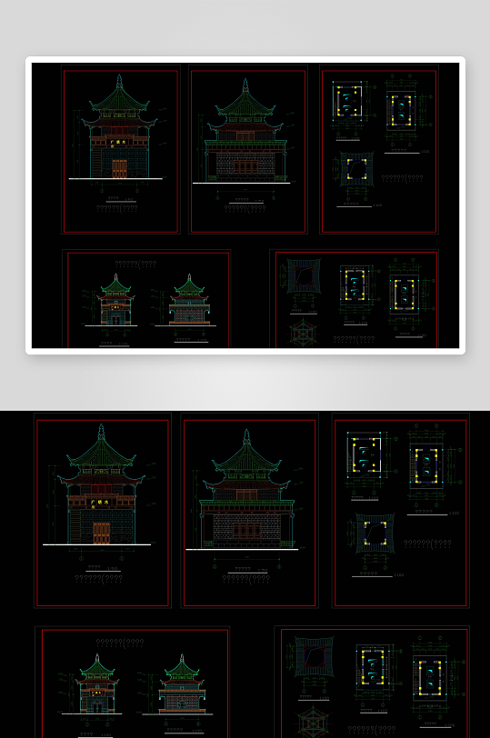 亭子建筑设计cad图纸-众图网
