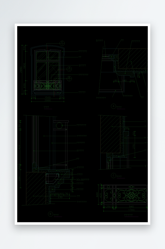 窗帘建筑设计cad图纸-众图网