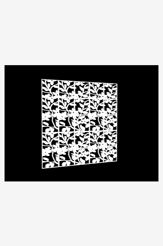 雕花隔断室内设计模型-众图网