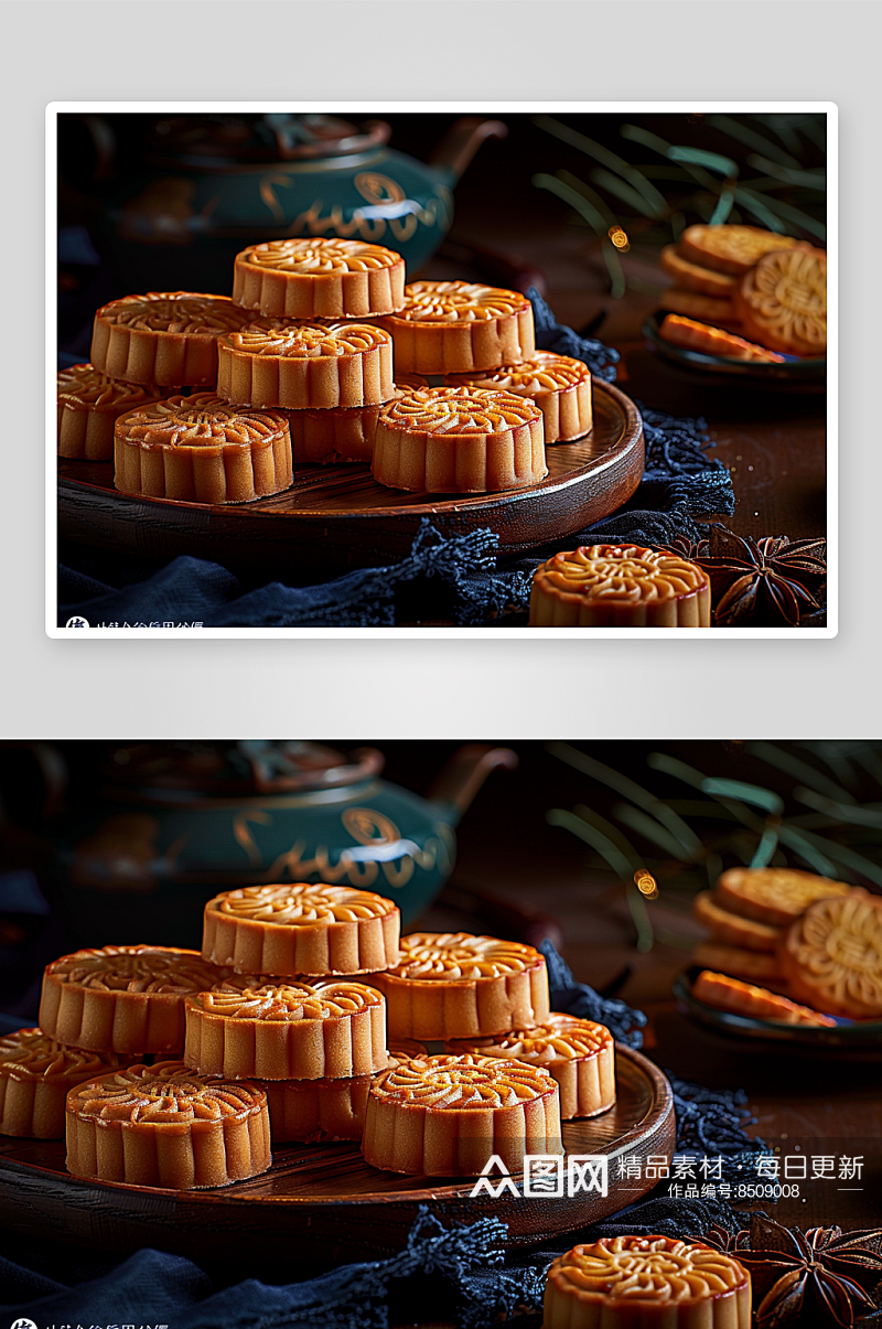 数字艺术月饼食物图片素材
