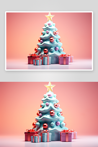 数字艺术美丽圣诞树图片