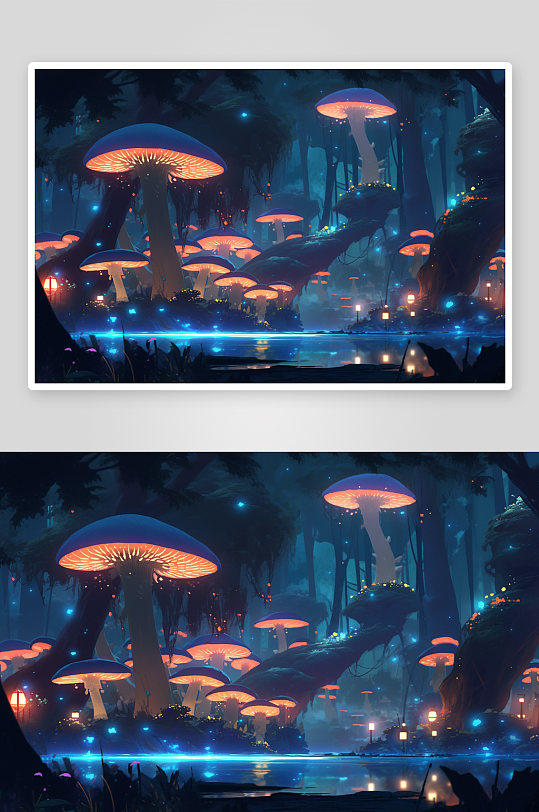 数字艺术美丽大蘑菇