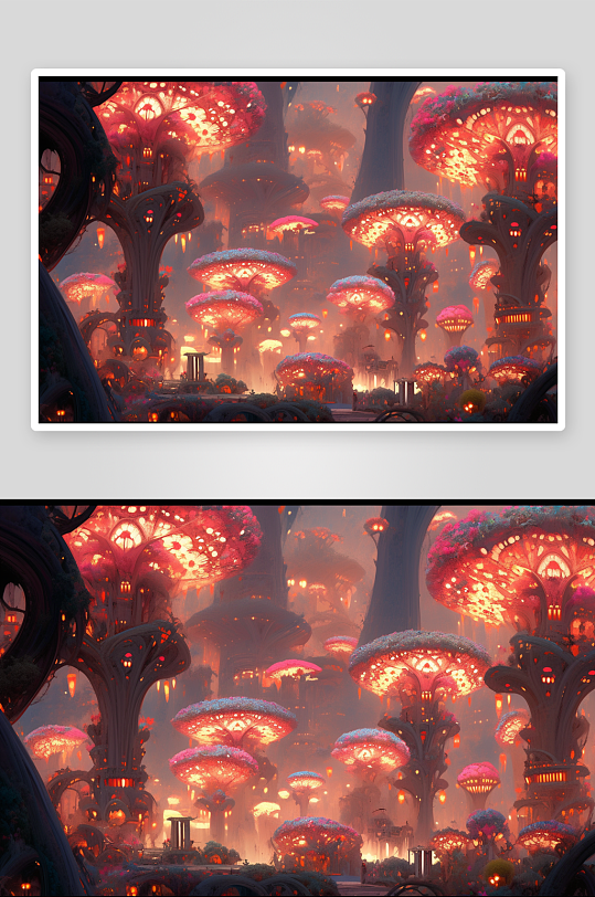数字艺术美丽大蘑菇