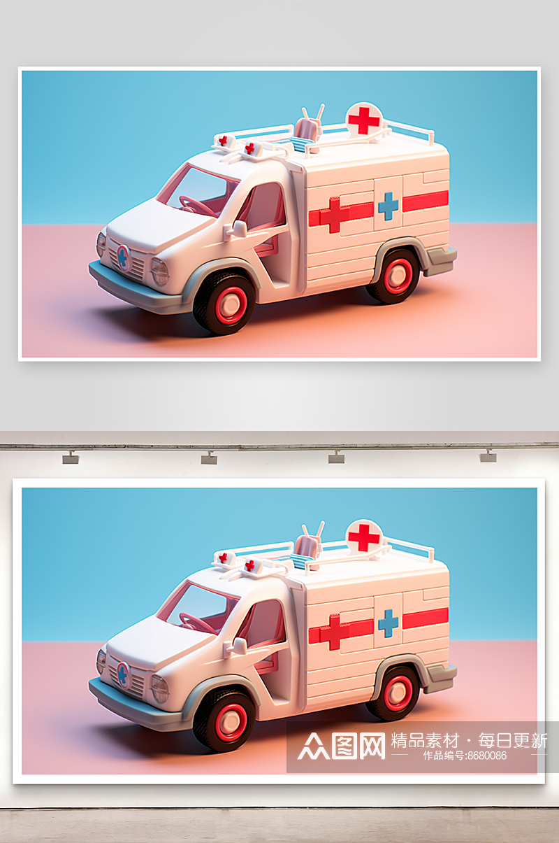 数字艺术卡通救护车素材