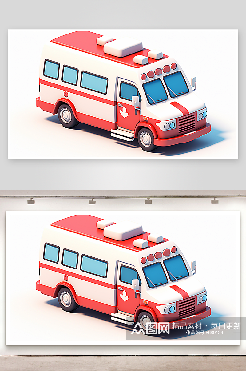 数字艺术卡通救护车素材