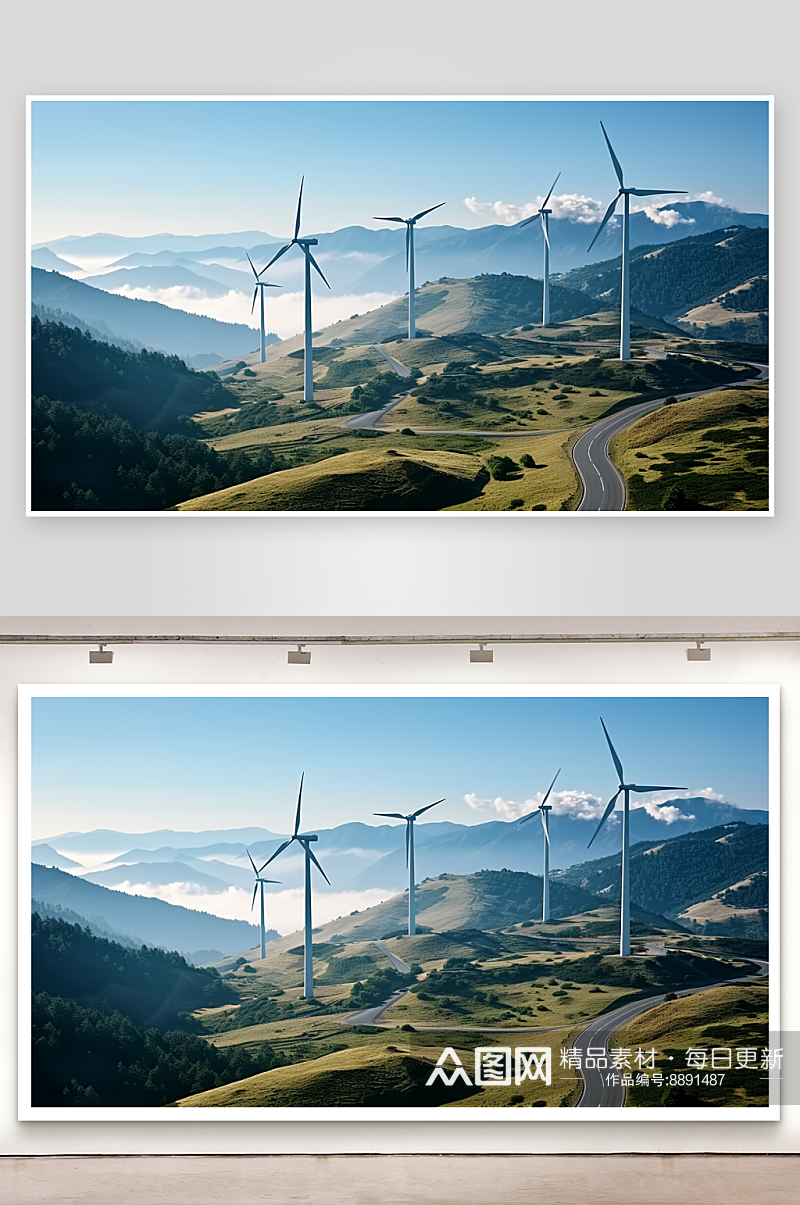 数字艺术新能源风车图片素材