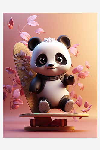 数字艺术卡通熊猫图片