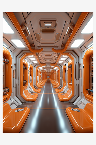 科技感太空舱走廊背景