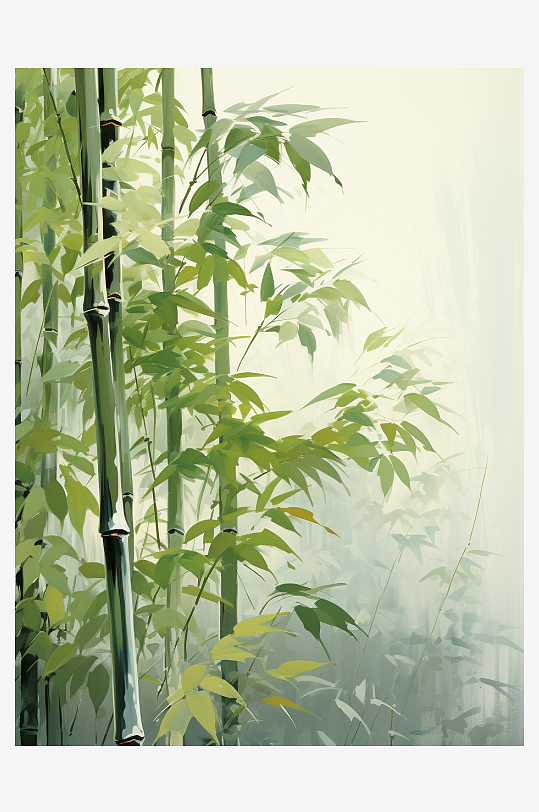 简约漂亮的绿竹植物