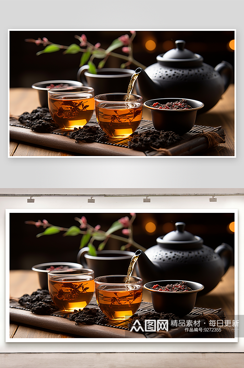 中国风茶水静物展示素材