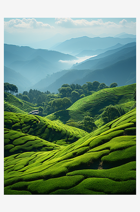 漂亮的茶山茶叶背景