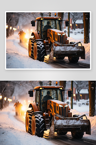 正在工作中的铲雪车