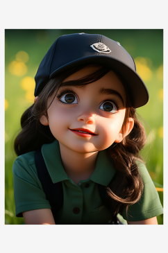 漂亮卡通戴帽子的小女孩