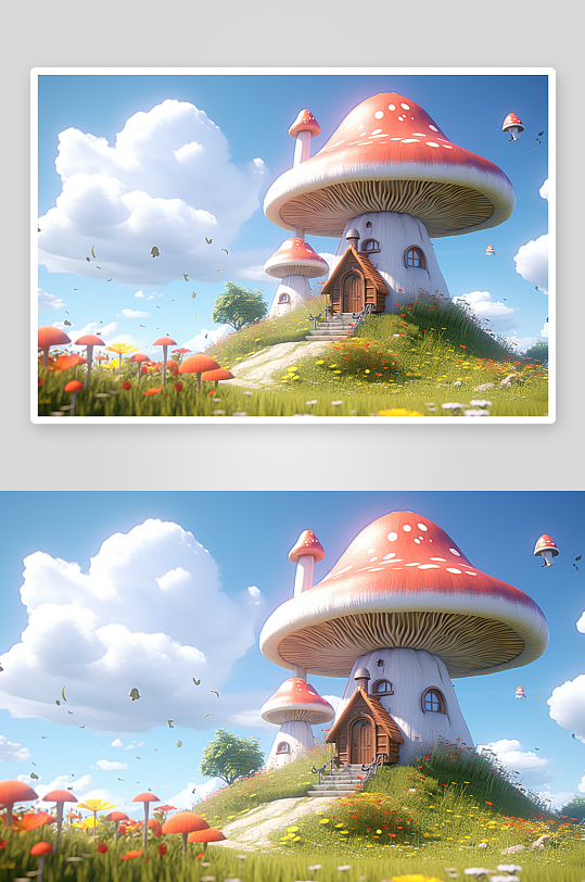 唯美漂亮的卡通蘑菇屋