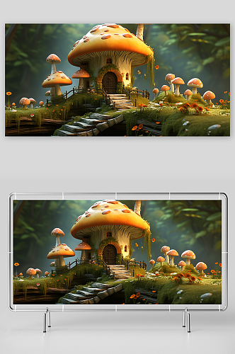 唯美漂亮的卡通蘑菇屋