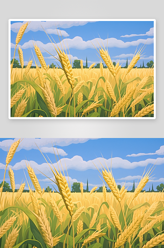 唯美小麦麦田景色背景