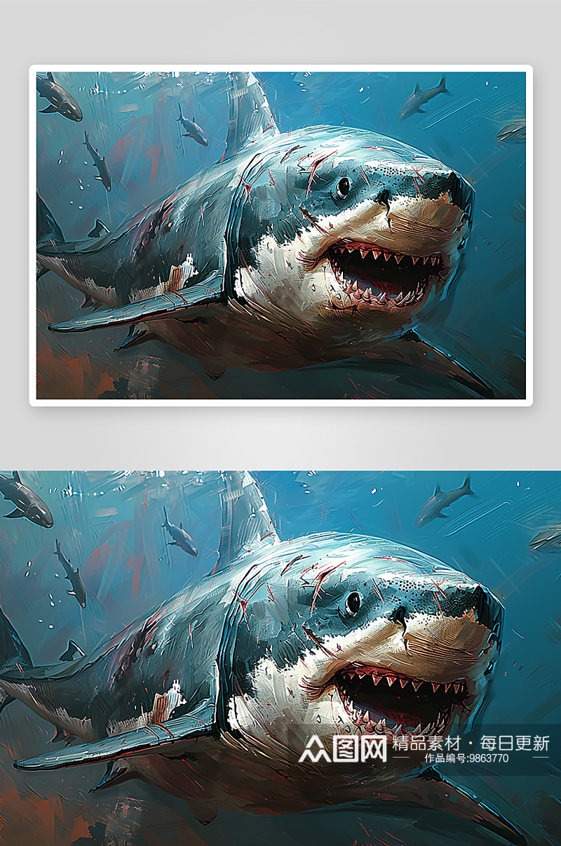 凶猛的海底鲨鱼背景素材