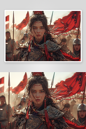 漂亮的古代女战士背景素材下载-众图网