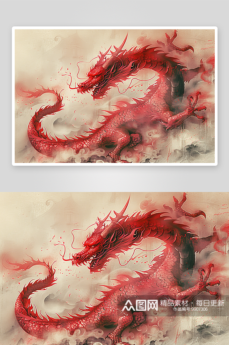 红色质感中国神龙背景素材