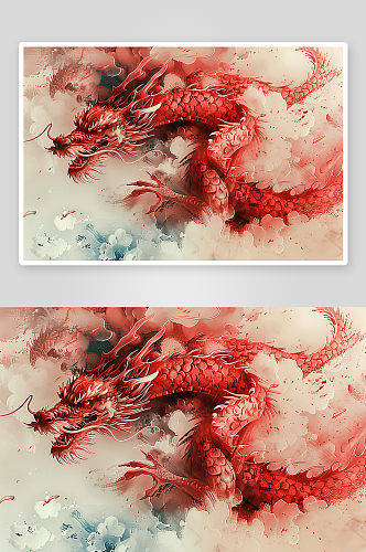 红色质感中国神龙背景