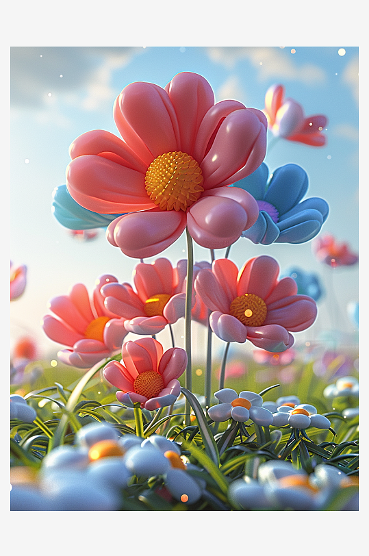 漂亮的彩色立体花卉花朵背景