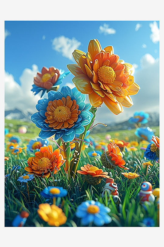 漂亮的彩色立体花卉花朵背景