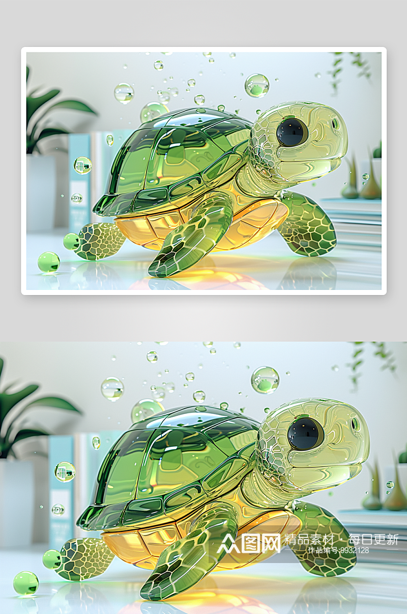 可爱彩色的小乌龟动物素材