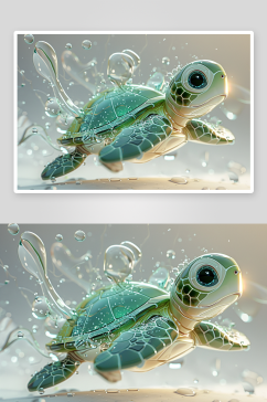 可爱彩色的小乌龟动物