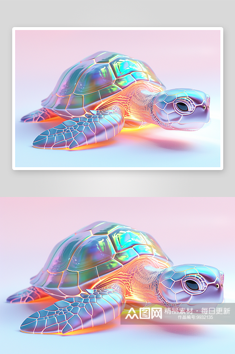 可爱彩色的小乌龟动物素材