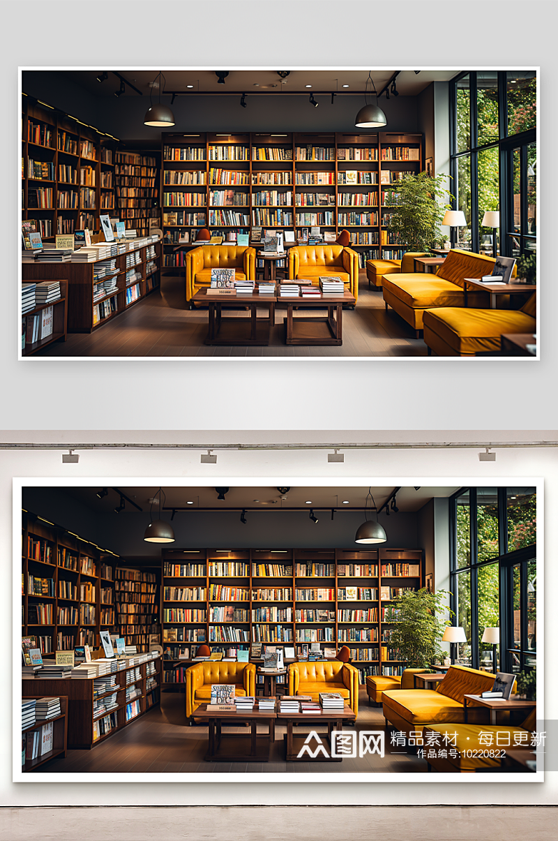 现代化书房书架背景素材