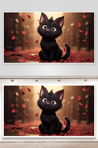 可爱的黑色小猫咪动物