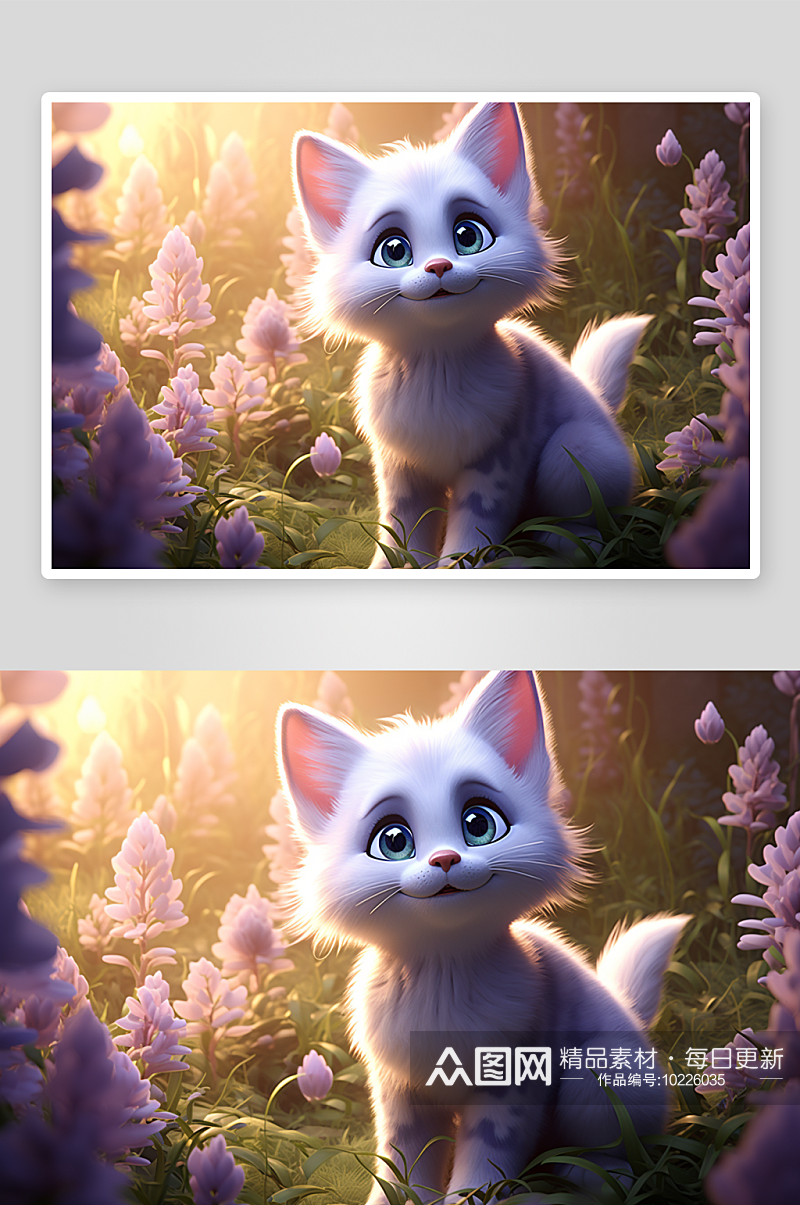 花草中的可爱小猫咪背景素材