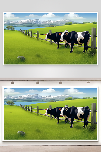草原上的奶牛动物背景