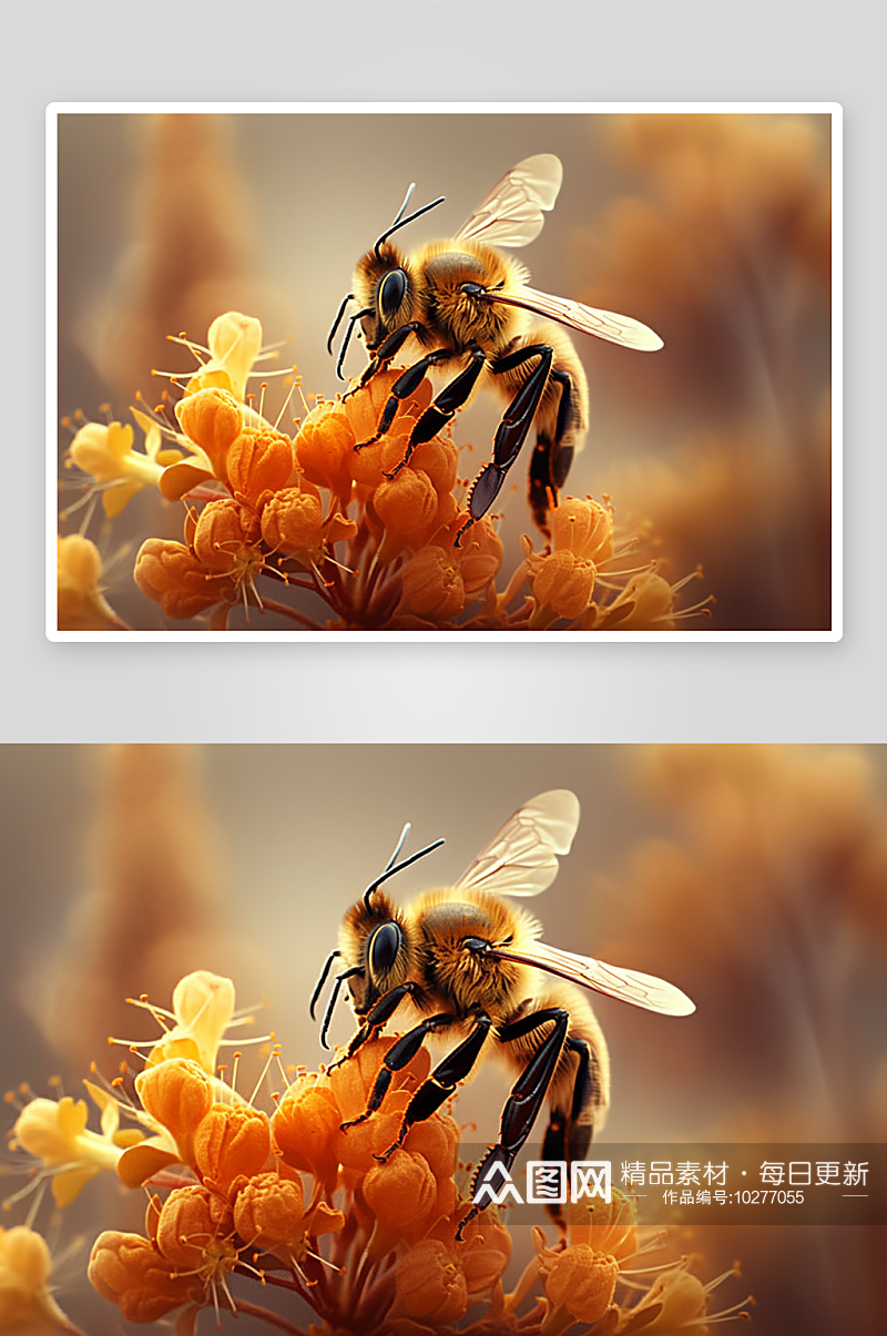 唯美花朵上的蜜蜂背景素材