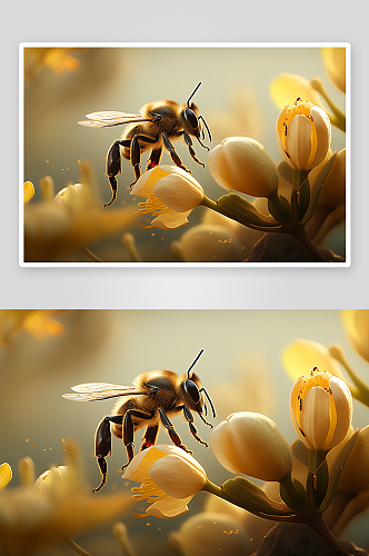 唯美花朵上的蜜蜂背景