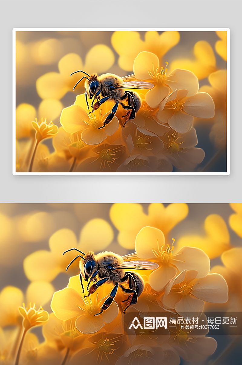 唯美花朵上的蜜蜂背景素材