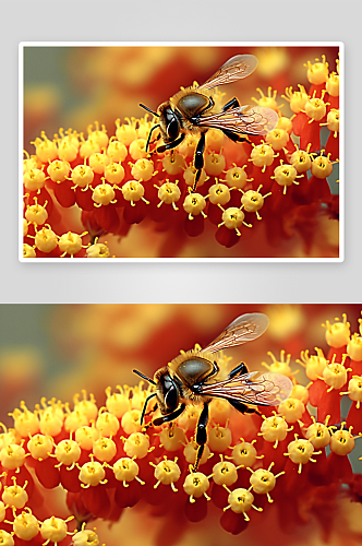 唯美花朵上的蜜蜂背景