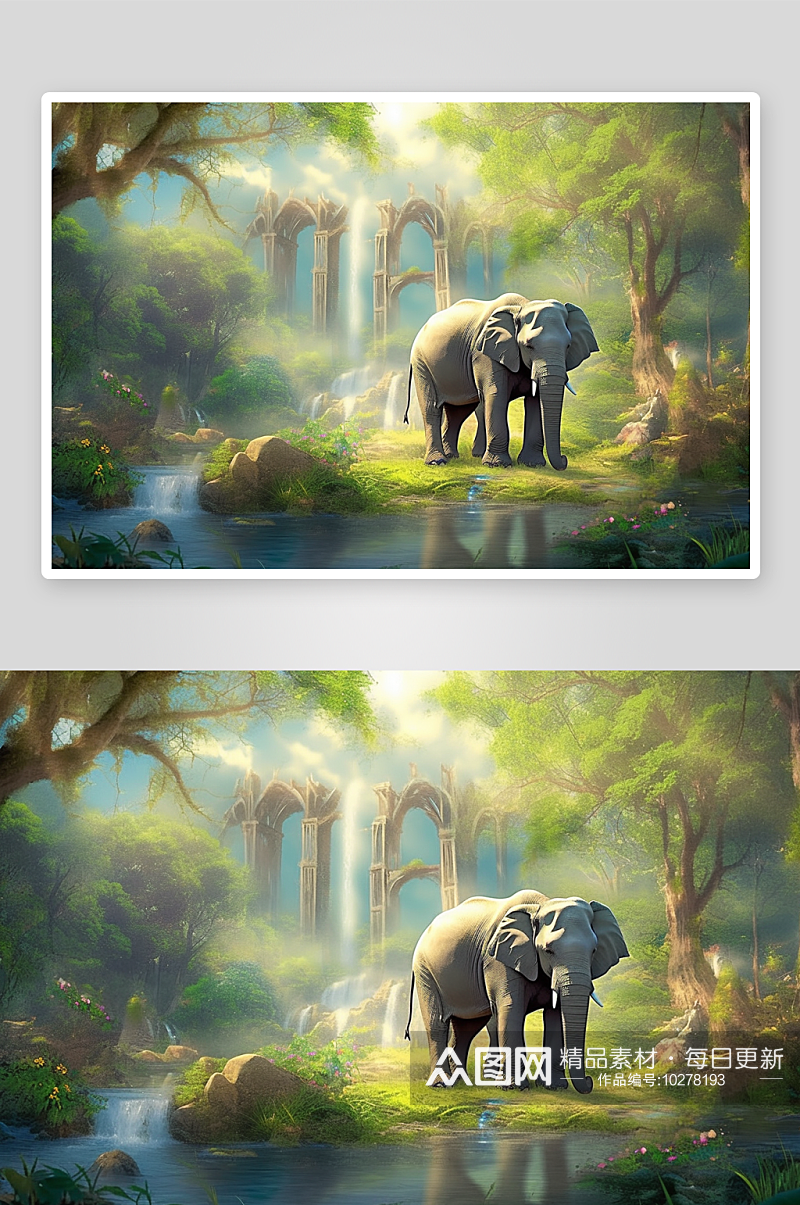 草原上的野生大象背景素材