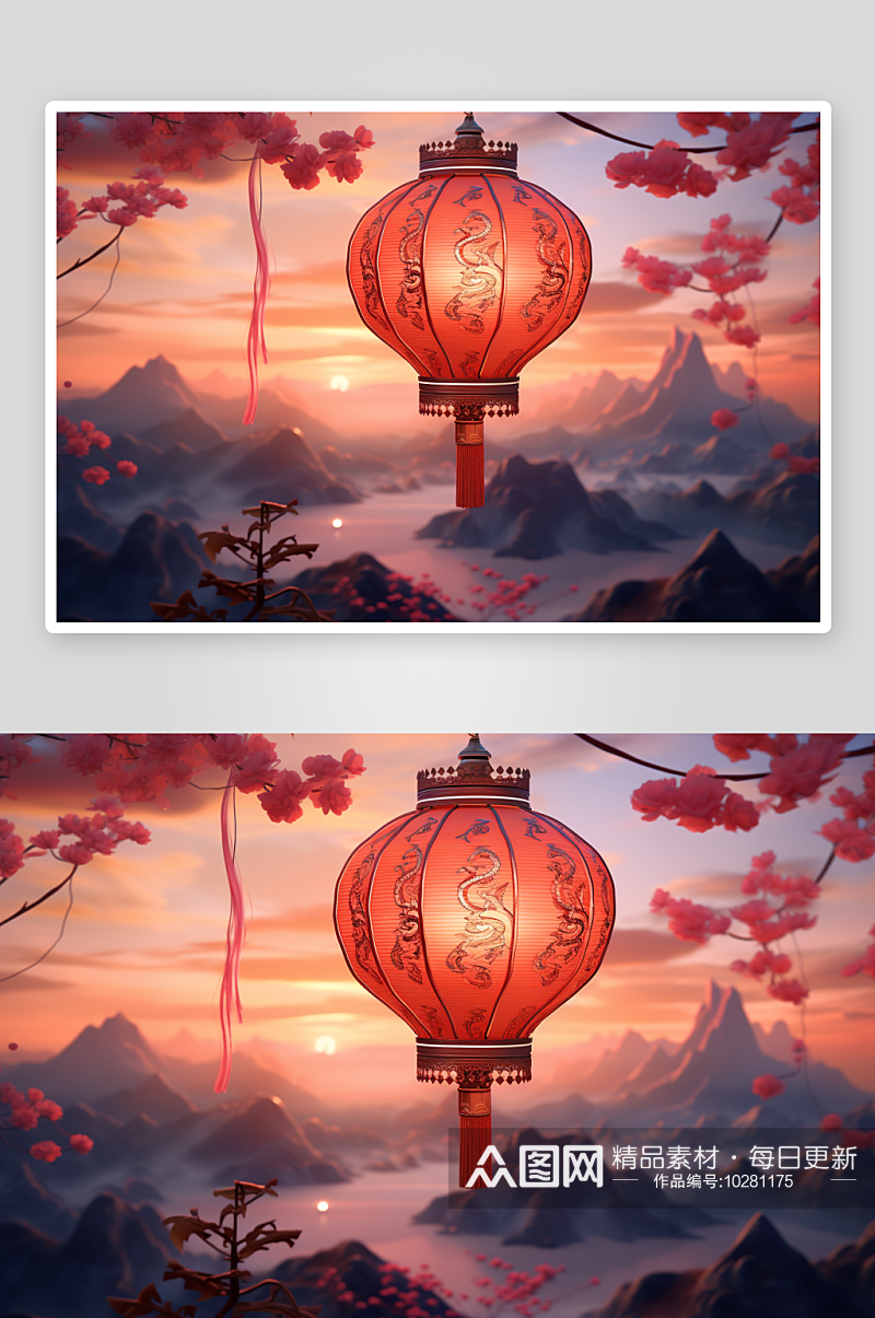 唯美漂亮的中国红灯笼背景素材