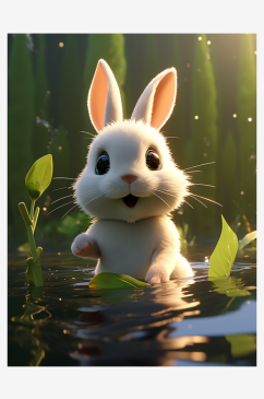 卡通可爱的小白兔元素