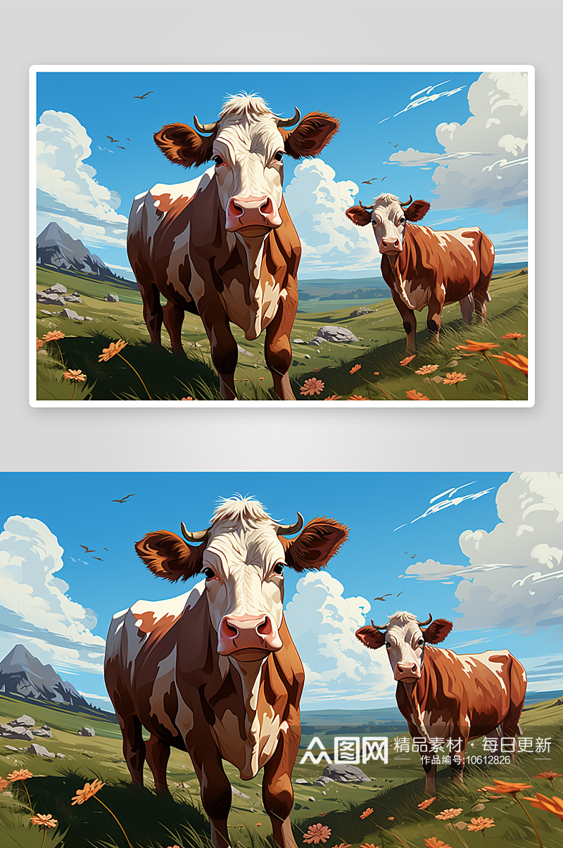卡通可爱的小奶牛背景素材